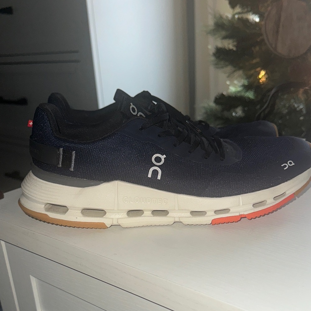 On Running Men's Navy and White Athletic Shoes